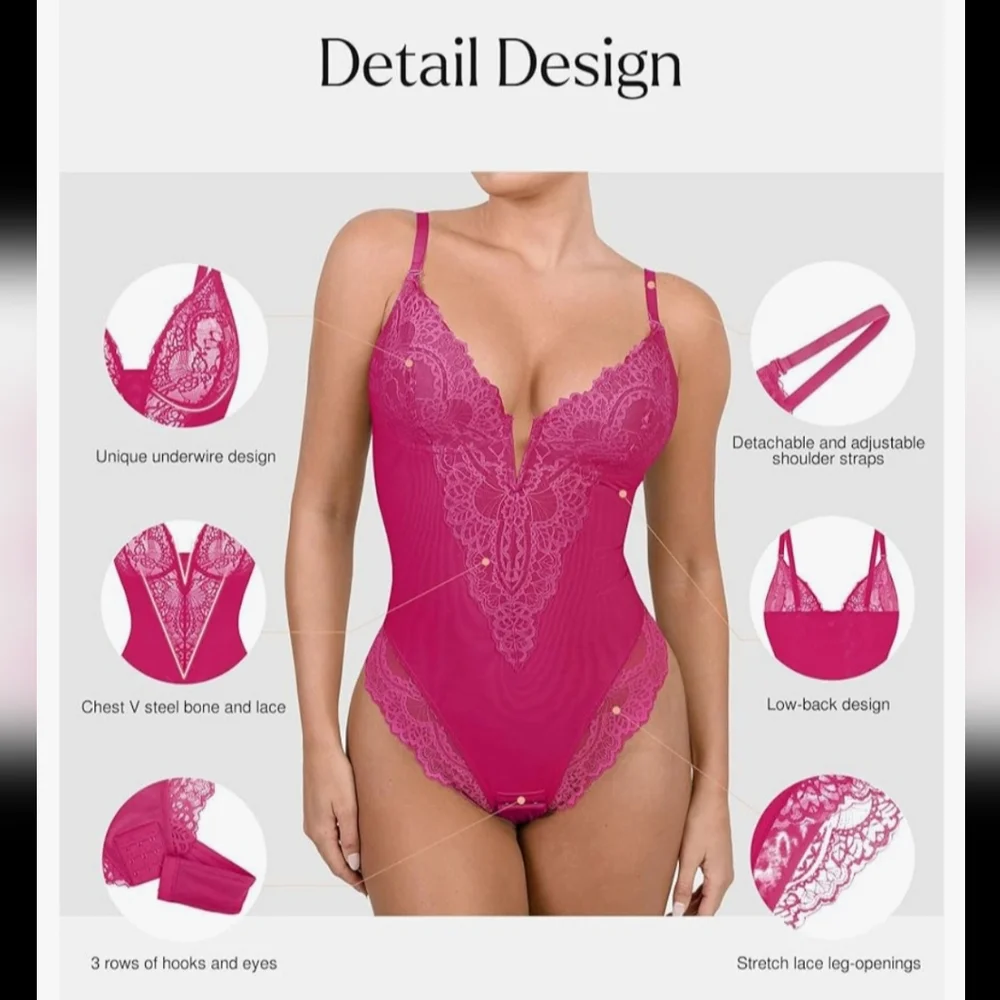 Popilush Shapewear Bodysuit Lace Corset Tops Tummy Control Bodysuit NWT‎ XL